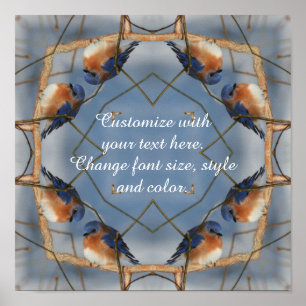 Bluebird Abstract Mirror Nature Art Personalized Poster