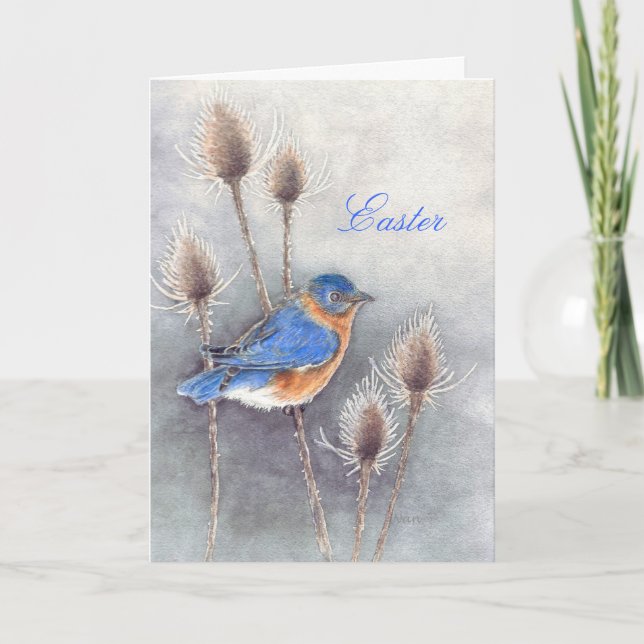 Bluebird Among the Thistles Easter Card (Front)