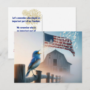 Bluebird And American Flag Thank You Postcard