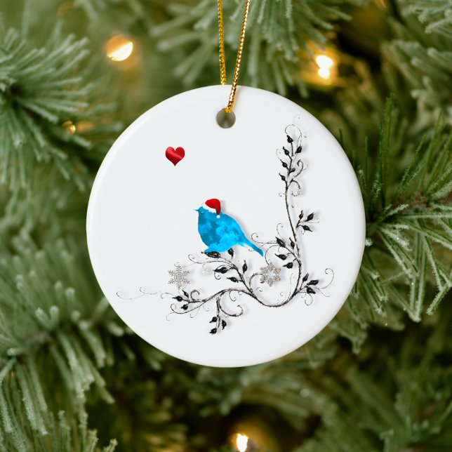 Bluebird and Heart! Ceramic Ornament (Creator Uploaded)