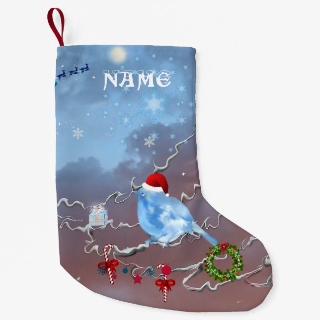 Bluebird and Santa 2 Christmas Stocking (Front)