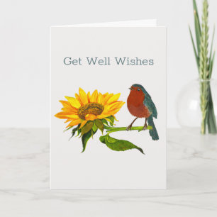 Bluebird and Sunflower Cheery Get Well Card