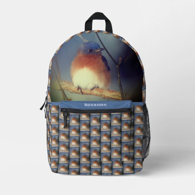 Bluebird Animal Nature Personalized Printed Backpack (Front)