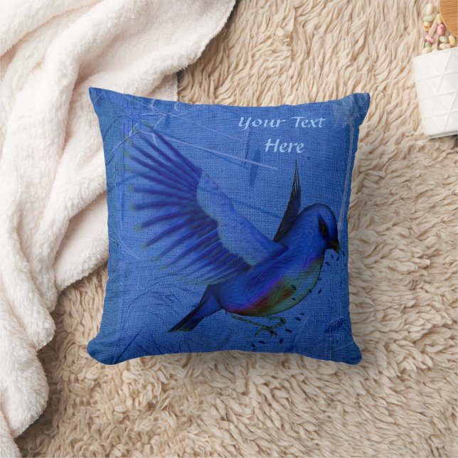 Bluebird Art Personalized  Throw Pillow (Blanket)