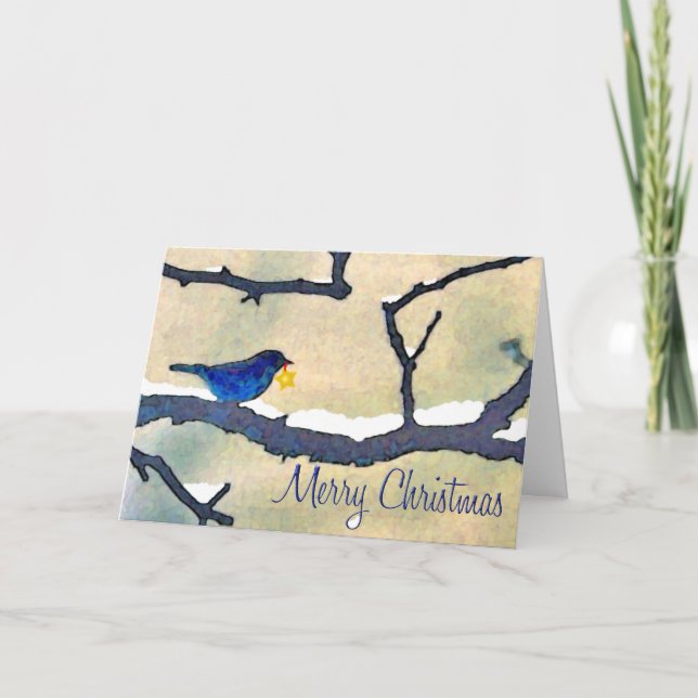 Bluebird avec carte de Noël étoilée (Devant)