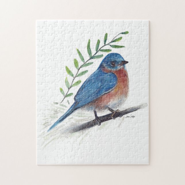 Bluebird Bird Art Jigsaw Puzzle (Vertical)