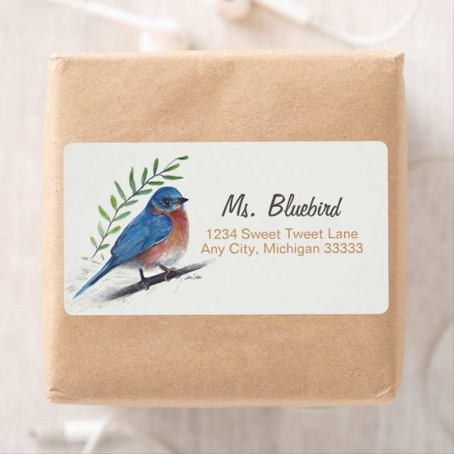 Bluebird Bird Art Retour Étiquette (En situation)