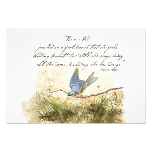 Bluebird Bird on a Branch Victor Hugo Poem Photo Print