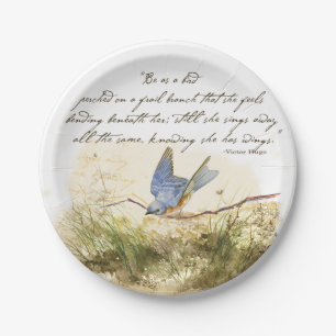 Bluebird Bird on Branch Victor Hugo Poem Paper Plate