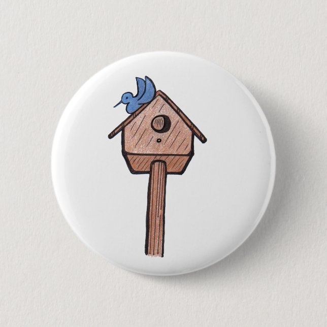 Bluebird Birdhouse...Button... 2 Inch Round Button (Front)