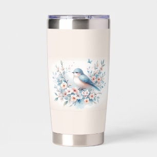 Bluebird Blossom Watercolor Serenity Insulated Tumbler