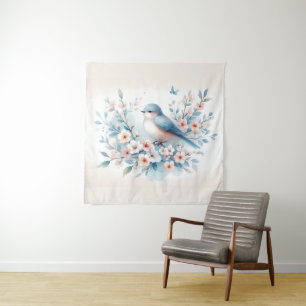 Bluebird Blossom Watercolor Serenity Tapestry