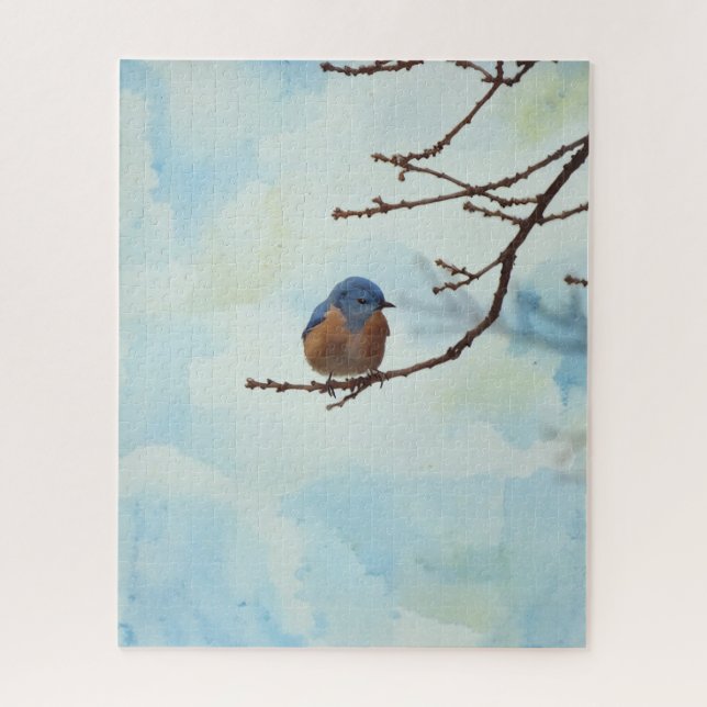Bluebird Blue Bird Art Nature Art Big Puzzle (Vertical)