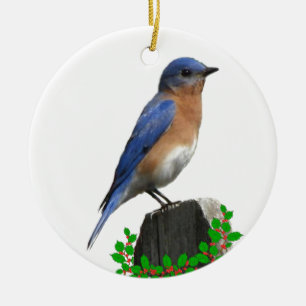 Bluebird Christmas Ceramic Ornament