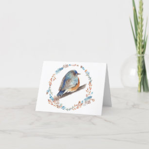 Bluebird Cute Watercolor Art Thank You Card