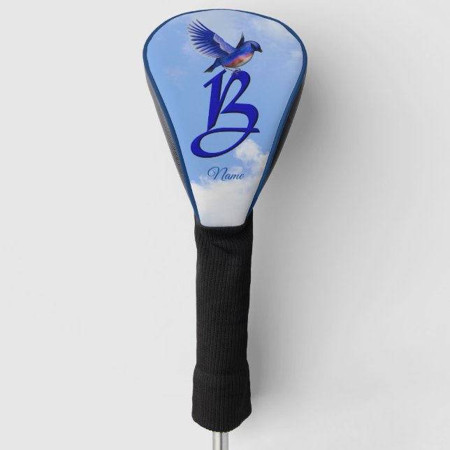 Bluebird Elegant Monogram Initial B Personalized Golf Head Cover (Front)