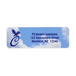 Bluebird Elegant Monogram Initial C Return Address