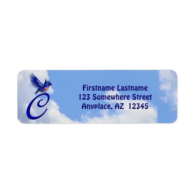 Bluebird Elegant Monogram Initial C Return Address (Front)