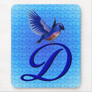 Bluebird Elegant Monogram Initial D Mouse Pad