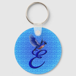 Bluebird Elegant Monogram Initial E Keychain
