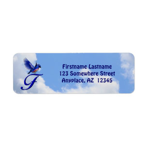 Bluebird Elegant Monogram Initial F Return Address