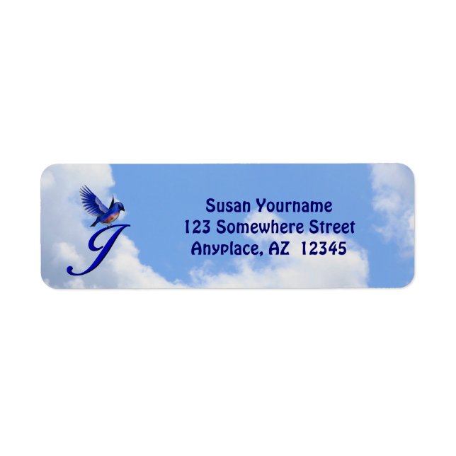 Bluebird Elegant Monogram Initial J Return Address (Front)