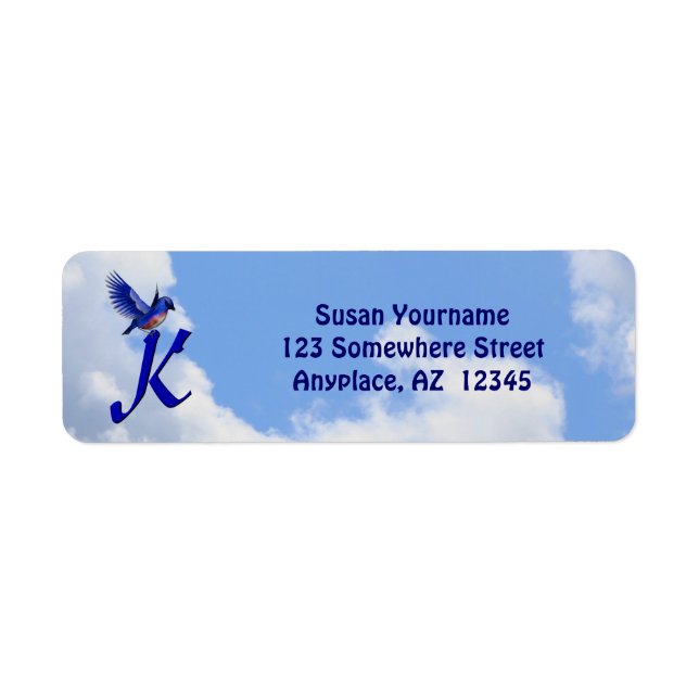 Bluebird Elegant Monogram Initial K Return Address (Front)