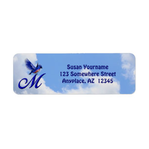 Bluebird Elegant Monogram Initial M Return Address