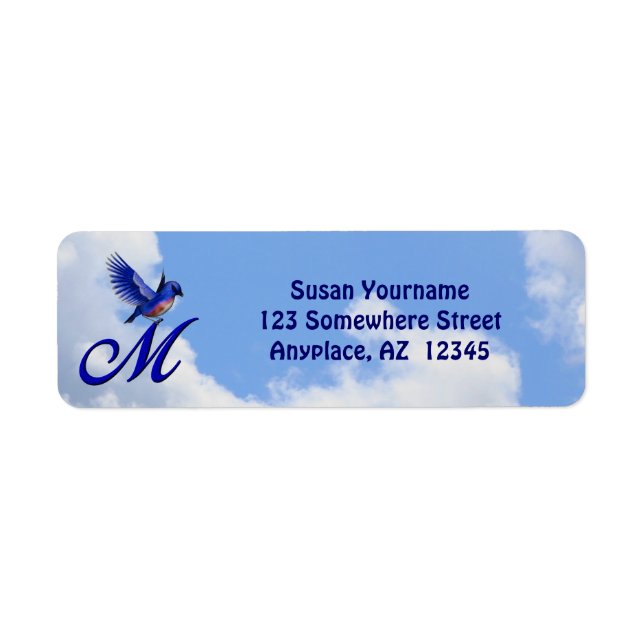 Bluebird Elegant Monogram Initial M Return Address (Front)