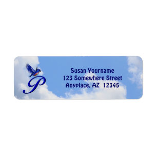 Bluebird Elegant Monogram Initial P Return Address