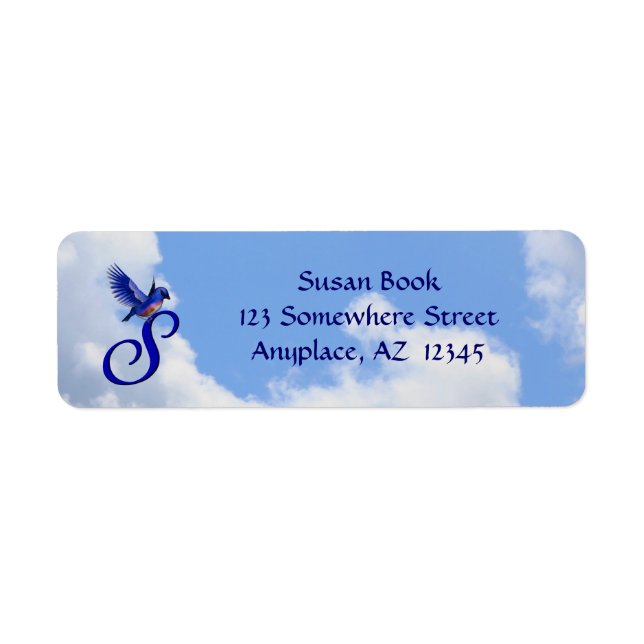 Bluebird Elegant Monogram Initial S Return Address (Front)