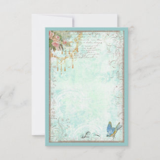 Bluebird et rose Roses RSVP ou carte de table