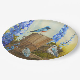 Bluebird Family Paper Plate