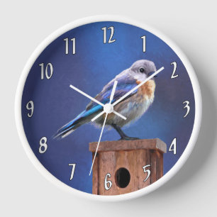 Bluebird (Female) Painting - Original Bird Art Clock