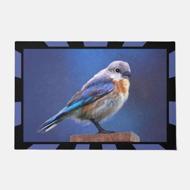 Bluebird (Female) Painting - Original Bird Art Doormat (Front)