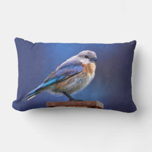 Bluebird (Female) Painting - Original Bird Art Lumbar Pillow