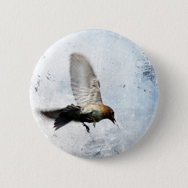 Bluebird Grunge 2 Inch Round Button (Front)