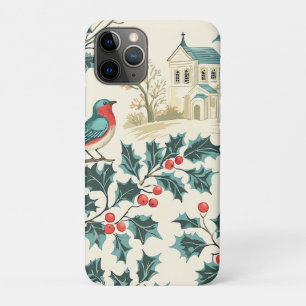 Bluebird Holly Christmas Winter Church iPhone 11 Pro Case