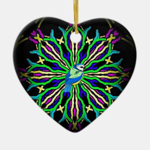 Bluebird in a spiral kaleidoscope girt collection ceramic ornament