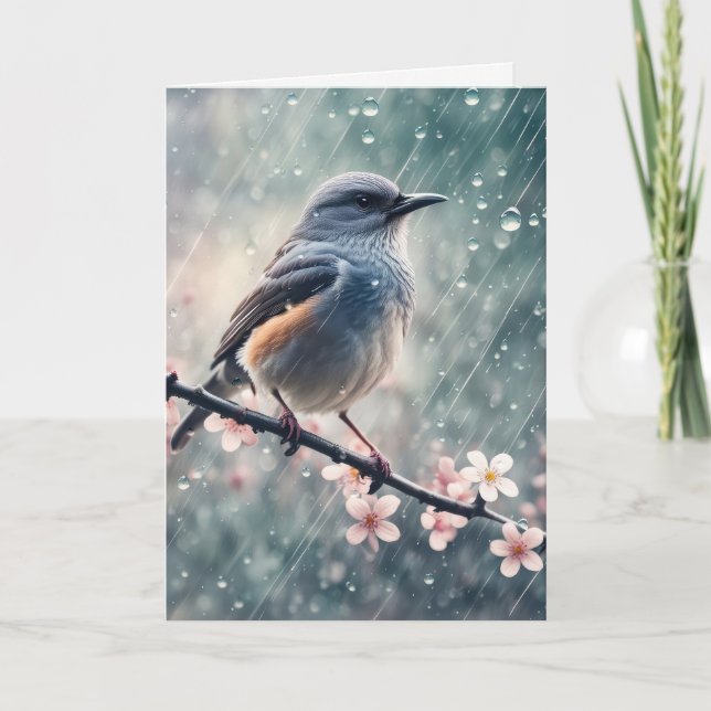 Bluebird In Raindrops for Birthday Card (Front)