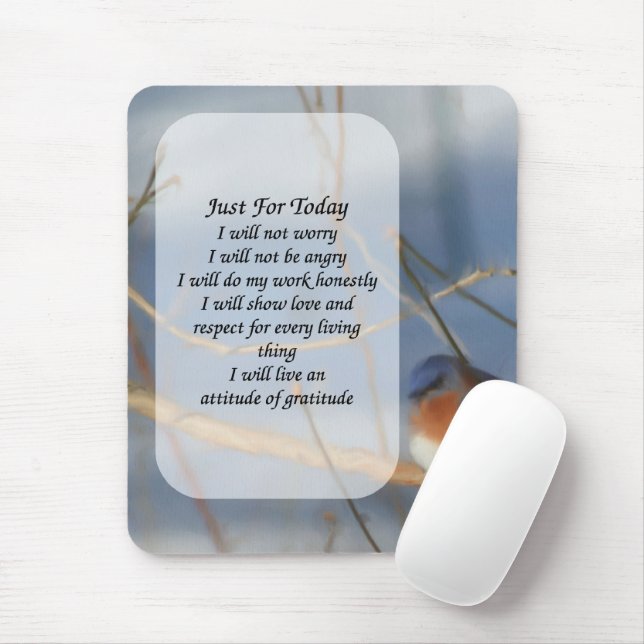 Bluebird Just For Today Inspirational  Mouse Pad (With Mouse)