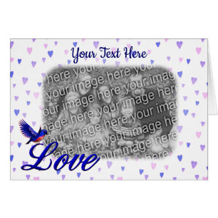 Bluebird Love Blue Hearts Personalized Photo Card