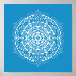 Bluebird Mandala Poster
