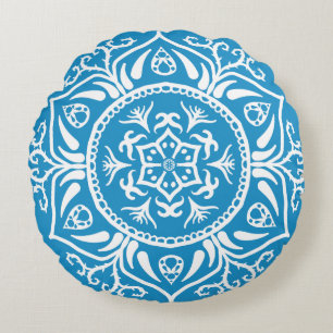 Bluebird Mandala Round Pillow