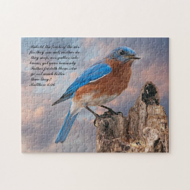 BLUEBIRD- Matthew 6:26  Jigsaw Puzzle (Horizontal)
