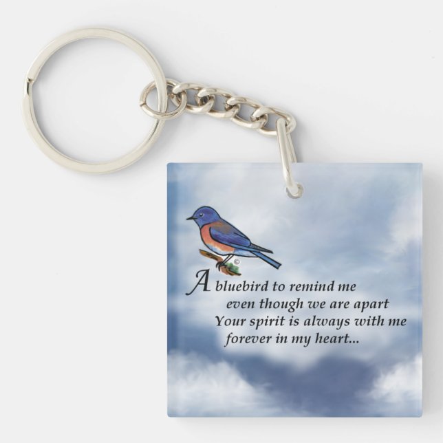 Bluebird Memorial Poem Keychain (Front)