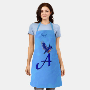 Bluebird Monogram Initial A Personalized Apron