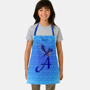 Bluebird Monogram Initial A Personalized Apron