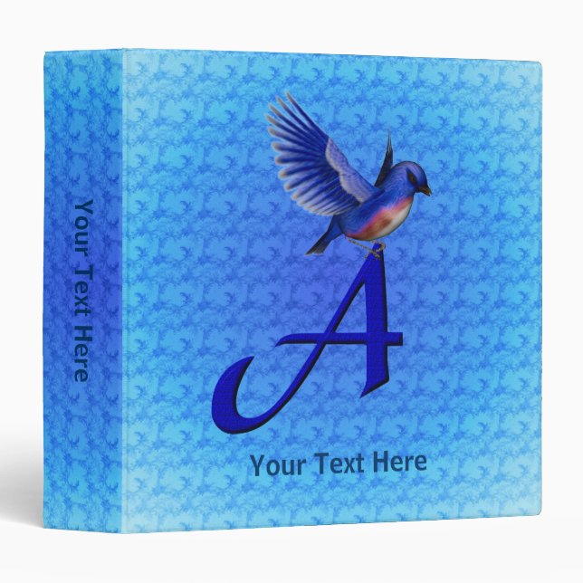 Bluebird Monogram Initial A Personalized Binder (Front/Spine)