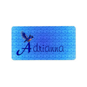 Bluebird Monogram Initial A Personalized Label